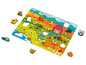 Houten farm-puzzel met dieren, tractor en boerderij.