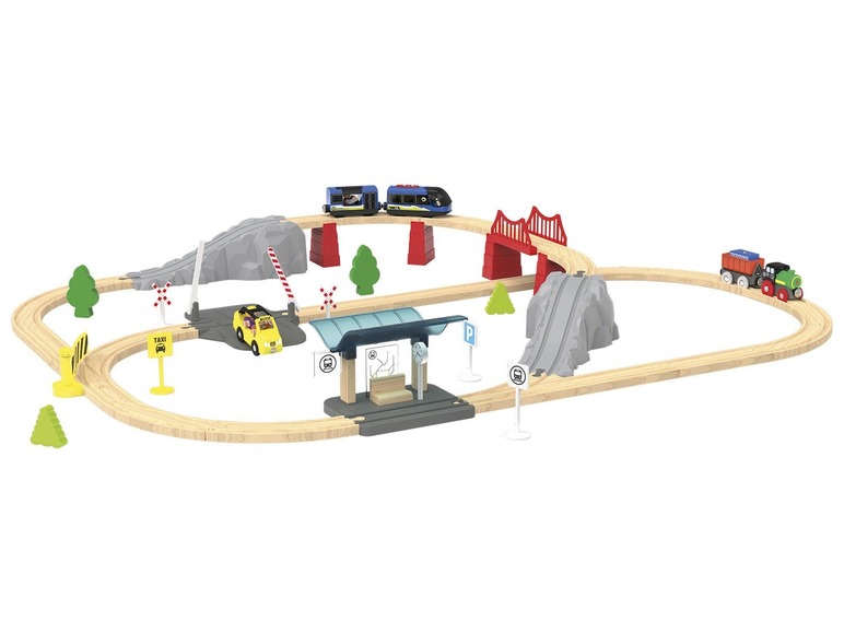 Ga naar volledige schermweergave: Playtive JUNIOR Houten treinbaanset - afbeelding 1
