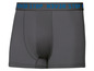 Grijze boxershorts met 'N3VR STOP' opschrift.