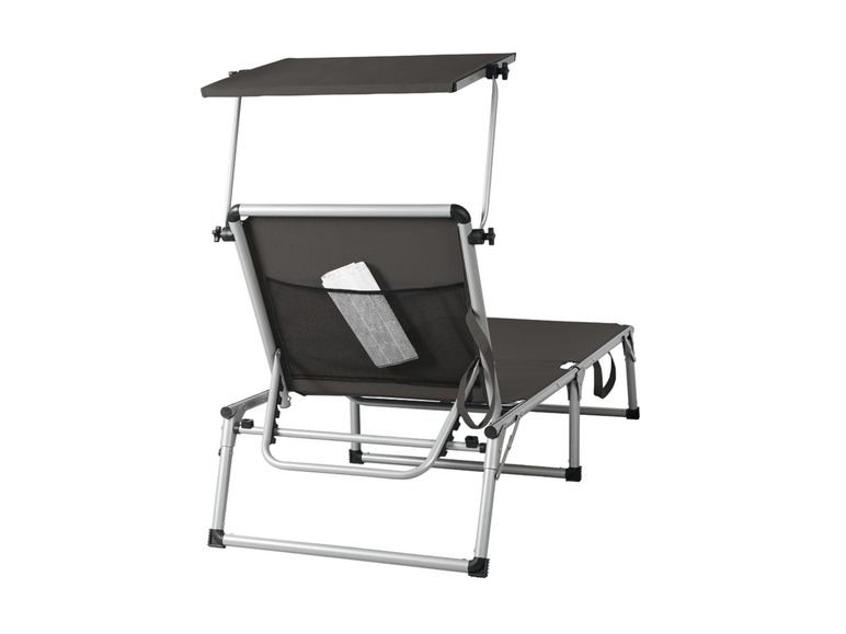 Ga naar volledige schermweergave: florabest Aluminium ligstoel met zonnedak grijs - afbeelding 4