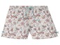 Witte shorts met een paisleyprint en een blauwe strik.