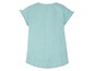 Een lichtblauw T-shirt met korte mouwen voor meisjes.