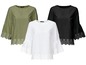 Drie effen blouses met een gedetailleerde zoom