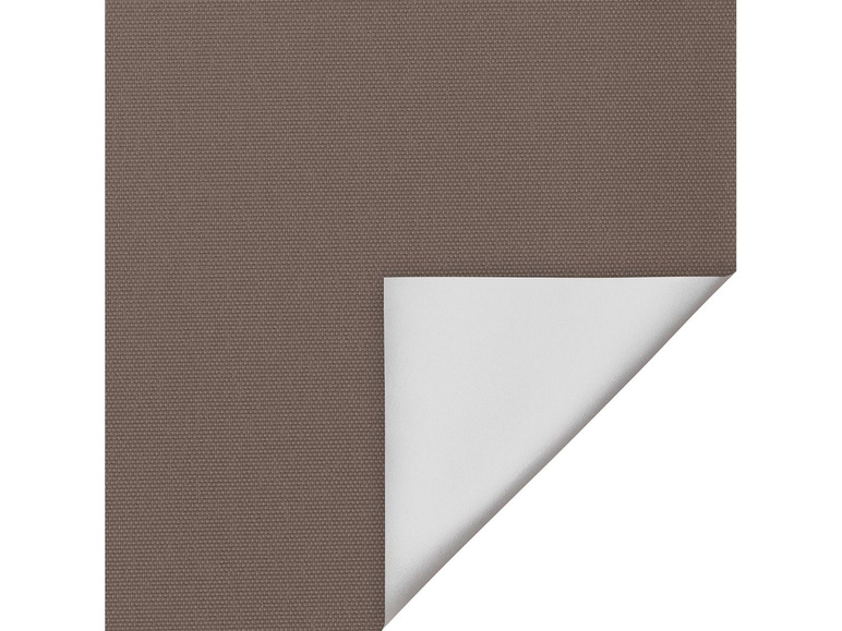 Bruine canvasstof met een witte achterkant.