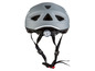 Grijze fietshelm met geïntegreerde verlichting.