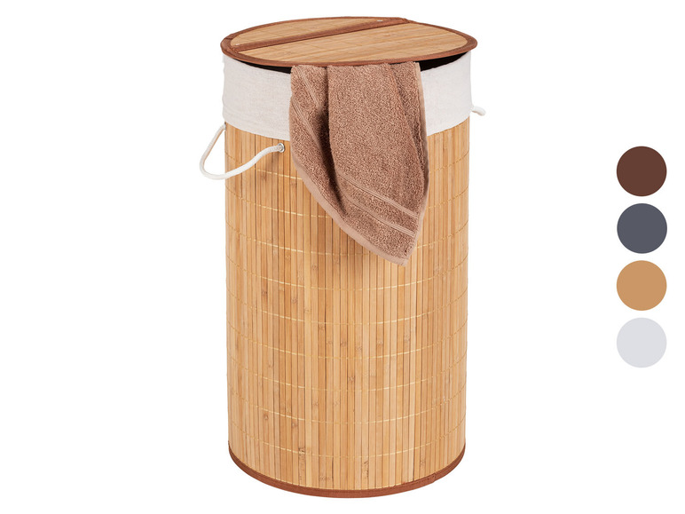 Ga naar volledige schermweergave: Wenko Waskist »Bamboo«, 55 l inhoud, met katoenen waszak, van bamboe - afbeelding 1