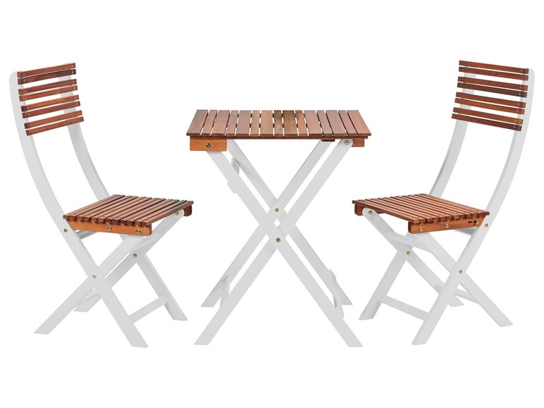 Ga naar volledige schermweergave: FLORABEST balkon meubels set, met 2 stoelen en 1 tafel, gemaakt van acaciahout, weerbestendig - afbeelding 1