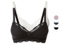 Tweedelige zwangerschaps- en voedingsbh met zwarte en witte cups met kant.