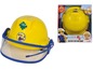 Een gele brandweerhelm met licht en geluid van Fireman Sam.