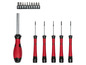 Een set van rode schroevendraaiers met verwisselbare bits van PARKSIDE.