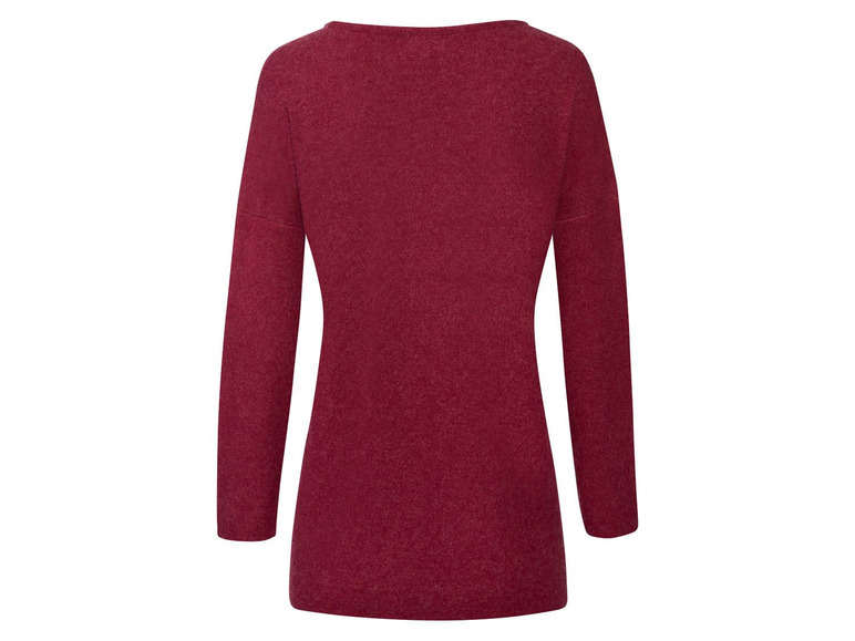 Een donkerrode trui met lange mouwen.