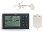 Een weerstation met een draadloze windmeter, een regenmeter en een display