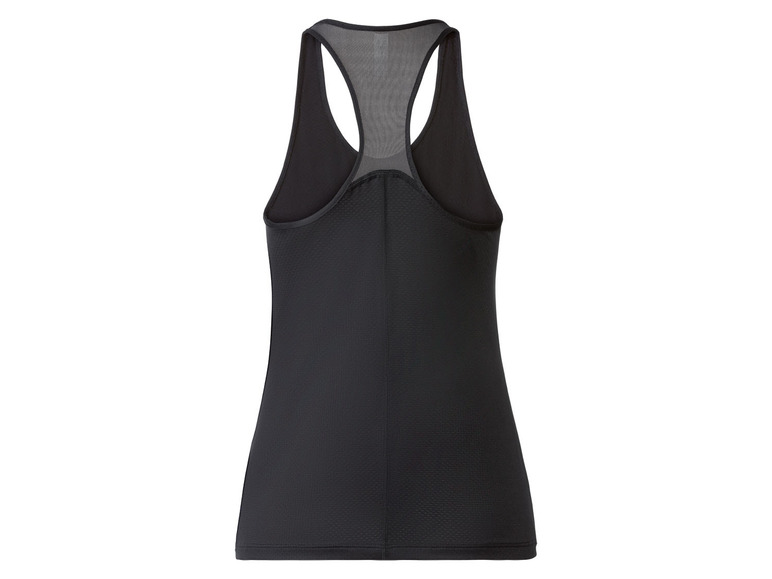 Zwart sporttop met mesh rugpand.