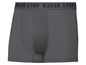 Grijze boxershorts met 'N3VR STOP' tekst.