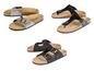 Grijze en zwarte sandalen met gesp,  cork voetbed