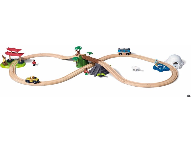 Ga naar volledige schermweergave: PLAYTIVE® JUNIOR Houten treinset 'wereldreis' - afbeelding 1