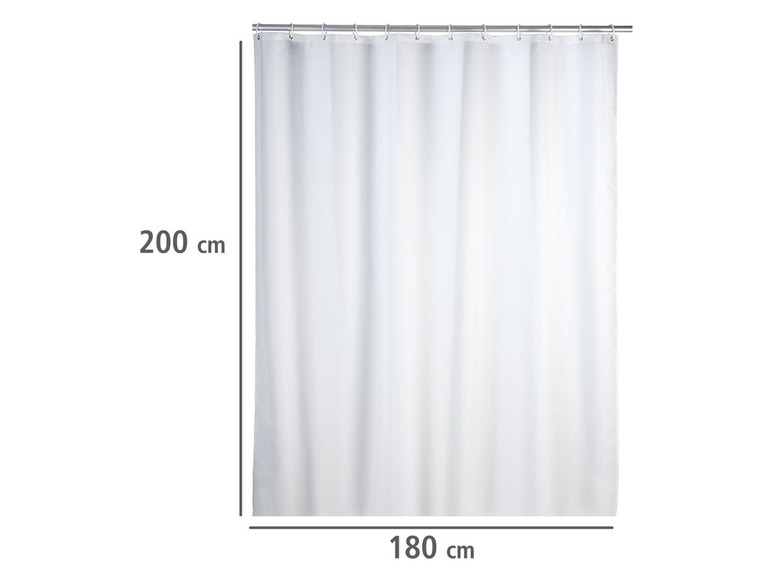 Witte douchegordijn van 180x200 cm.