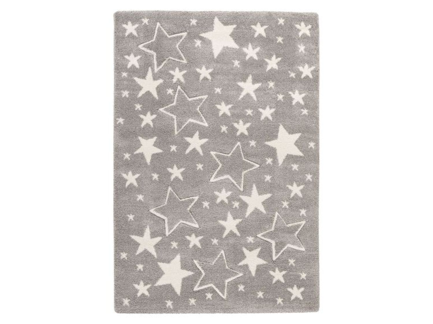 KAYOOM Kinder vloerkleed (Grijs/sterren, 120cm x 170cm)