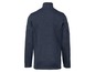 Een donkerblauwe fleece trui met rits.