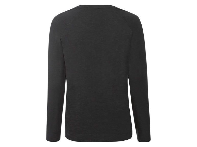 Een donkergrijze longsleeve met raglanmouwen.