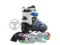 Blauw-zwarte inline skates met LED-wielen van Apollo.