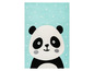 Een turquoise vloerkleed met een panda