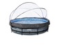Een rond, opblaasbaar zwembad met een doorzichtige afdekking van Bestway.