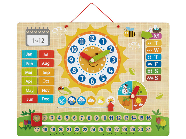 Ga naar volledige schermweergave: Playtive Houten kalenderklok - afbeelding 1