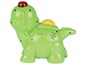 Een groene dinosaurus met licht en geluid, geschikt voor baby's en peuters.