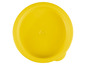 Een gele plastic deksel voor een pot.
