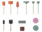Assortiment schuur- en slijpkoppen voor een Dremel of andere roterende gereedschappen.