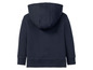 Een donkerblauwe hoodie met capuchon.