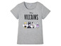 Grijs T-shirt met Disney Villains print, met afbeeldingen van Maleficent, Cruella de Vil en Ursula.