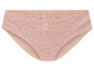 Een roze onderbroek met kantdetail.