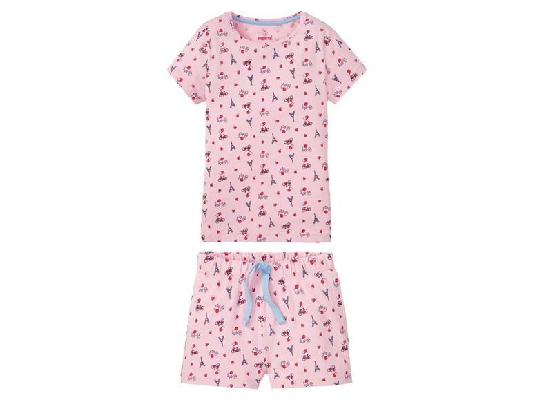 Roze pyjama met Eiffeltoren en fiets print.