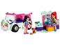 LEGO Friends speelset met een kattenvoerwagen en een kapsalon.