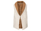 Beige vest van imitatiebont met bruine details.