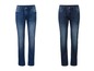 Twee paar blauwe jeans met trekkoord.