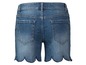 Blauwe denim shorts met een gekrulde zoom.