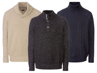 LIVERGY® Grofgebreide trui voor heren, puur katoen