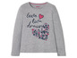 Grijs T-shirt met lange mouwen van Pepperts! met 'love live dream' en hartjes print.