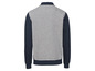 Een grijs en donkerblauw coltrui-jack.