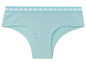 Lichtblauwe onderbroek met witte rand.