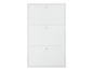 Witte schoenenkast met drie lades.