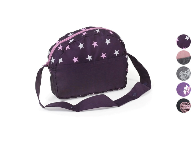 Paarse schoudertas met witte sterrenprint.
