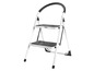 Witte, opvouwbare trap met twee treden en een handvat, merk Powerfit