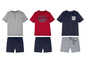 Drie sets pyjama's met korte mouwen, waaronder een met een 'California'-print.