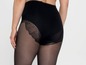 Zwarte panty met een delicate kantversiering.