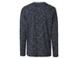Een donkerblauwe longsleeve met witte spikkels.