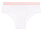 Witte onderbroek met roze elastische band.